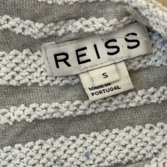 Reiss Women's Sz S Shirt Orlando Striped Textured Short Sleeve Gray White New - Picture 5 of 7